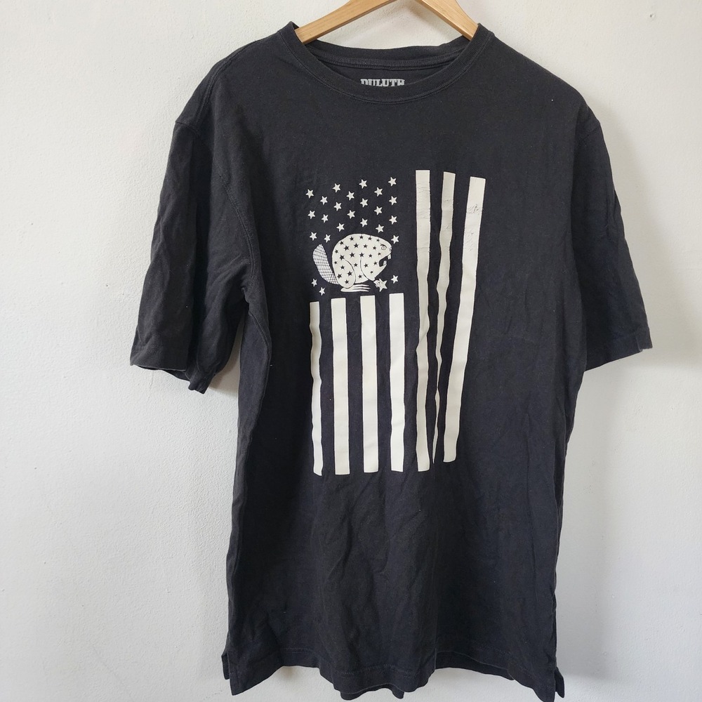 Duluth Trading Mens Small Longtail Tee Relaxed Fit American Flag